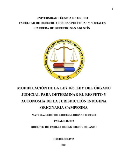 Tesis Derecho Procesal Orgánico