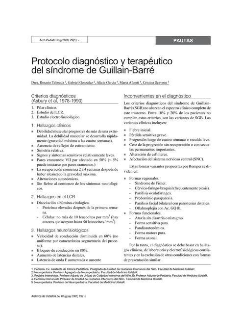 Protocolo diagnóstico y terapéutico del síndrome de Guillain-Barré