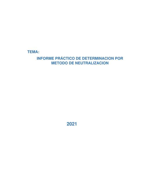 Informe práctico de determinación por método de neutralización 