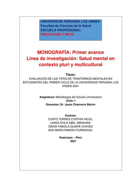 Salud Mental en Contexto Pluri y Multicultural