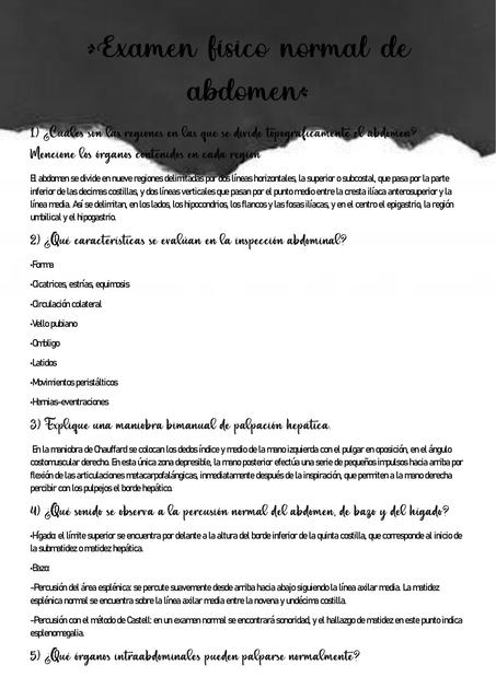 Guía de aprendizaje Examen físico normal de abdomen