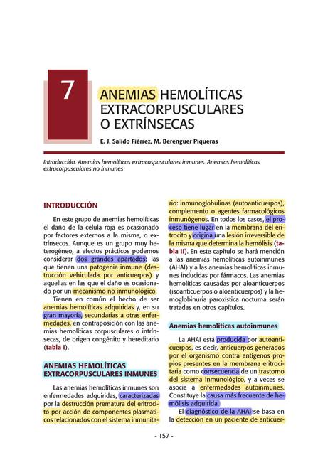 Anemia Hemolítica Extracorpuscular