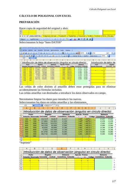 Cálculo de Poligonal con Excel 