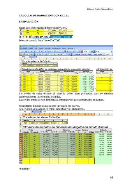 Cálculo de Radiación con Excel 