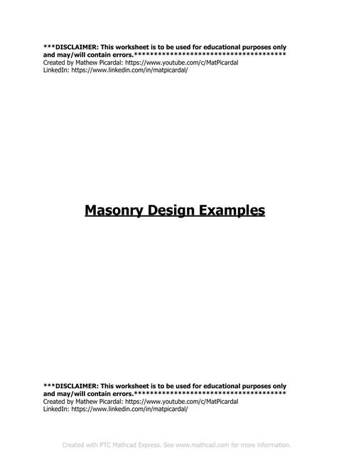 Masonry Design Examples