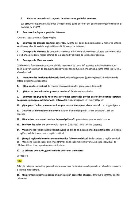 Cuestionario Aparato Reproductor Femenino 