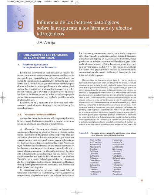 Influencia de los Factores Patológicos sobre la Respuesta a los Fármacos y Efectos Iatrogénicos