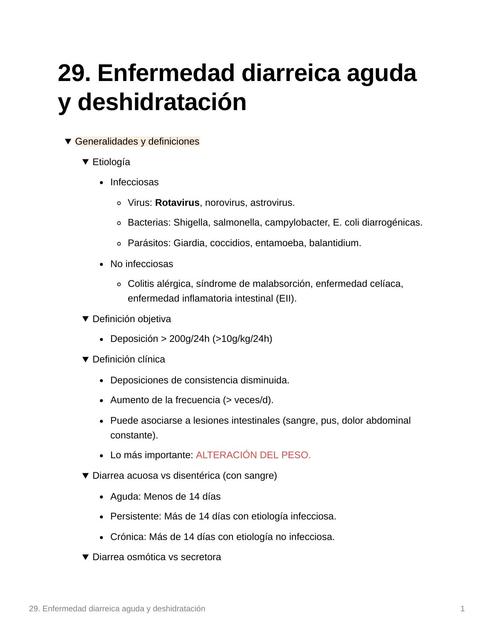 Diarrea y deshidratación en niños