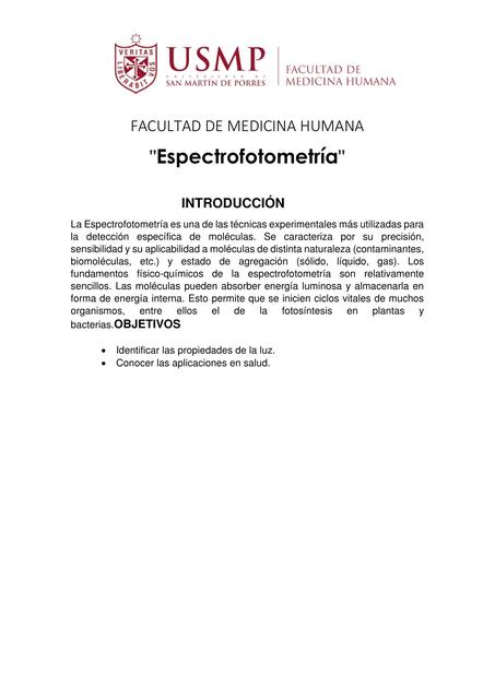 Informe sobre espectrofotometría