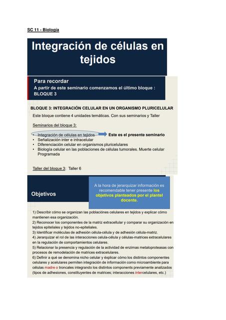 Integración de células en tejidos