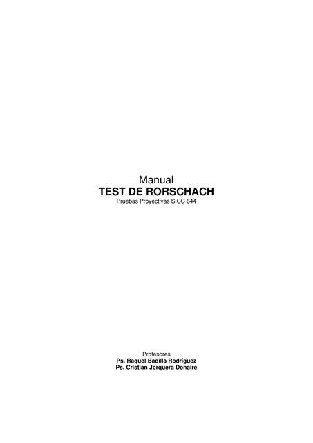 Manual Test RORSCHACH