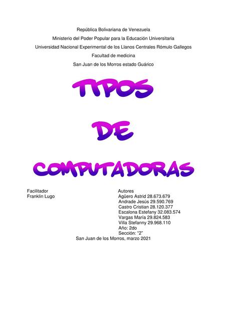 Tipos de Computadoras