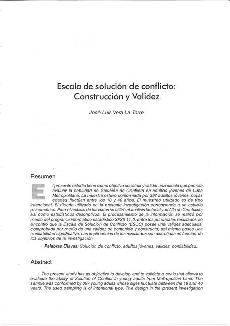 Escala de Solución de Conflicto: Construcción y Validez