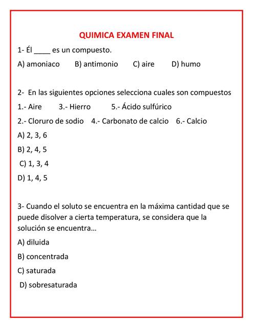 Examen de química 