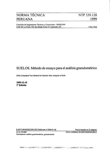 Método de Ensayo para Análisis Granulométrico