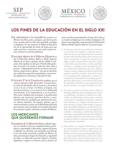 Los Fines de la Educación en el Siglo XXI