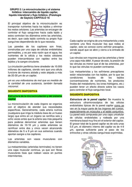 La Microcirculación y el Sistema Linfático