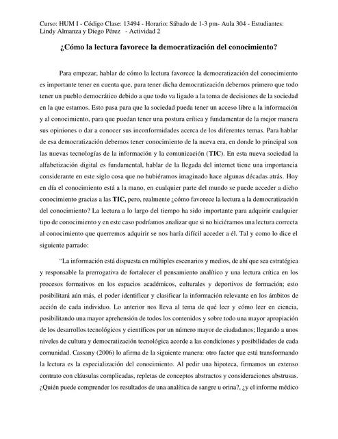 ¿Cómo la Lectura Favorece la Democratización del Conocimiento?