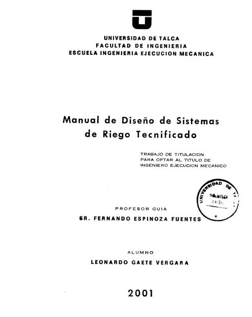 Manual de Diseño de Sistemas de Riego Tecnificado