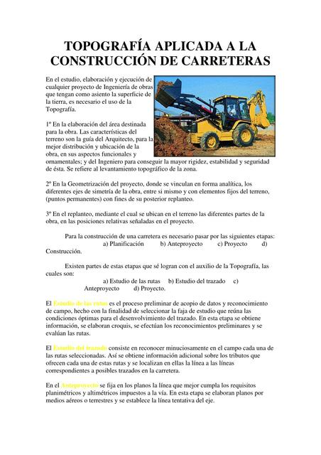 Topografía Aplicada a la Construcción de Carreteras