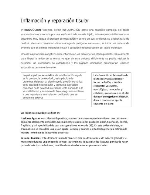 Inflamación y Reparación Tisular