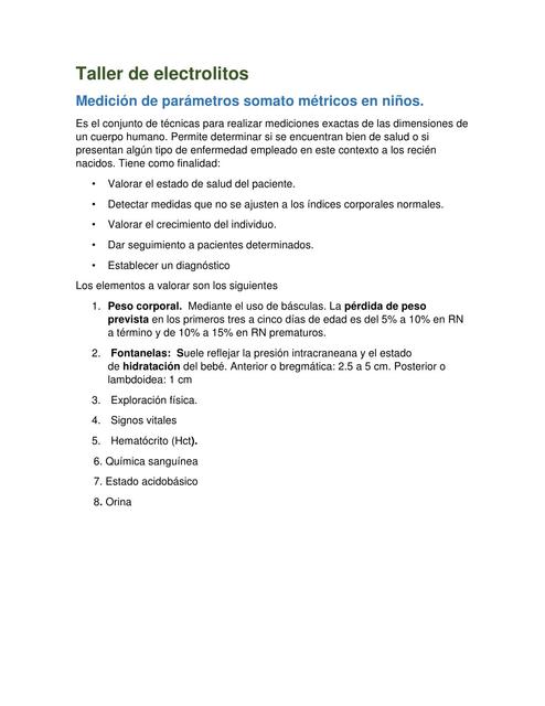 Taller de Electrolitos