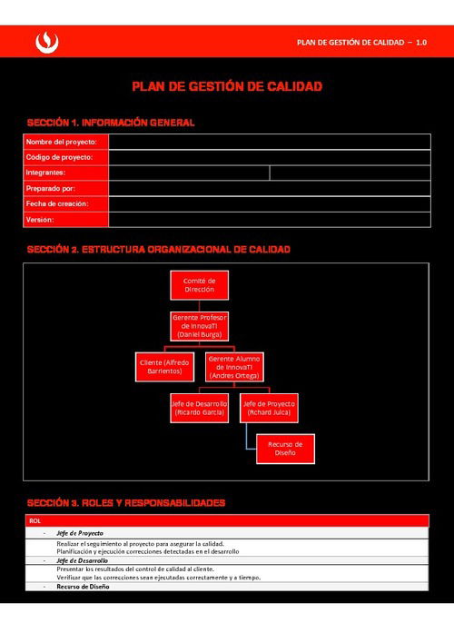 Plan De Gestion De Calidad