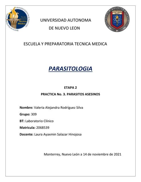 Parasitología Parásitos Asesinos