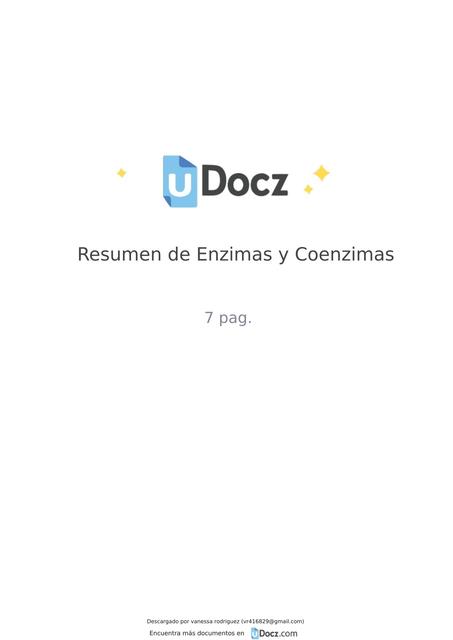 Resumen de Enzimas y Coenzimas 