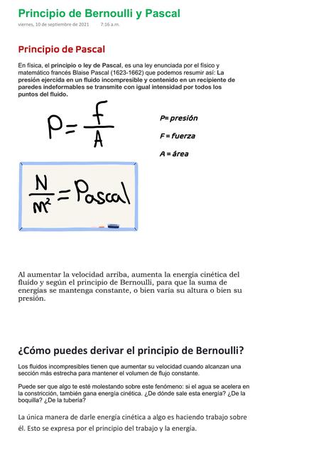 Principio de Bernoulli y Pascal | Samantha Shernandez | uDocz