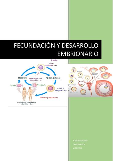 Fecundación y Desarrollo Embrionario 