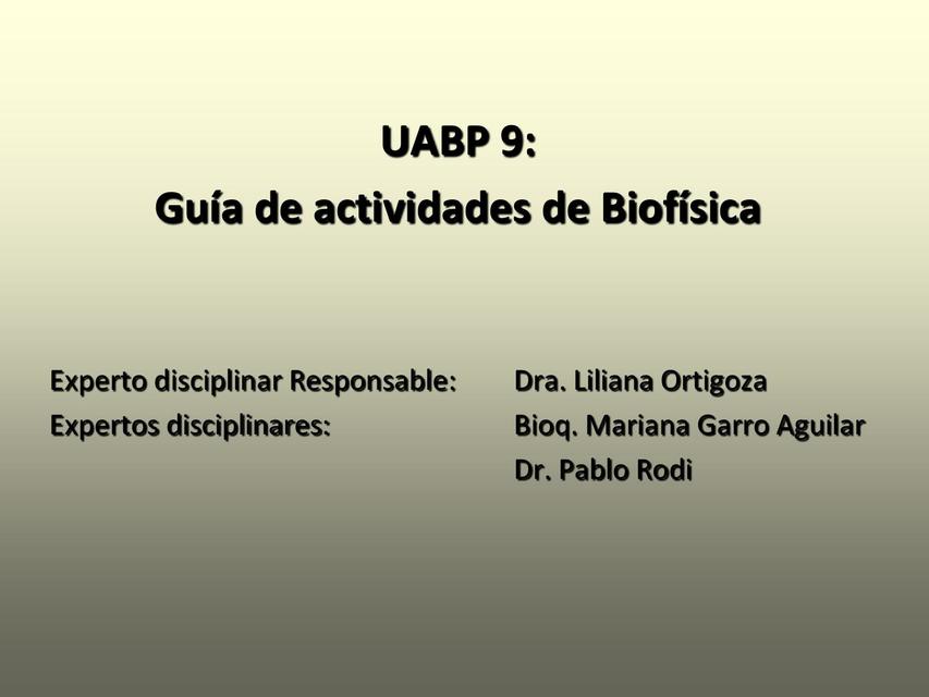 Presentación Actividades Biofísica Biomecánica