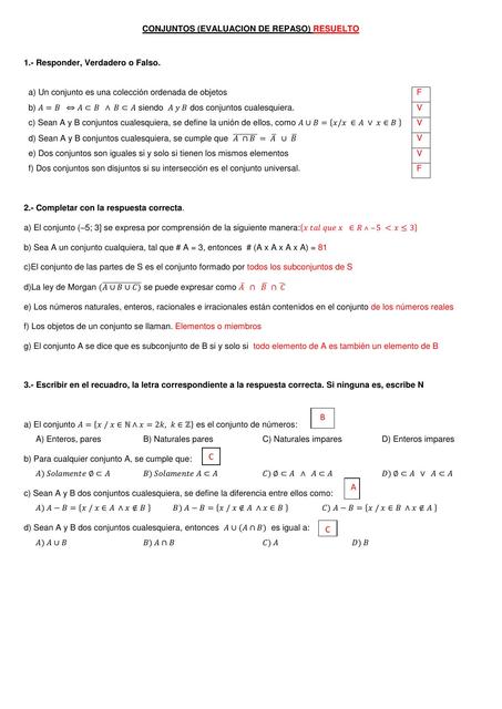 Evaluación de Conjuntos