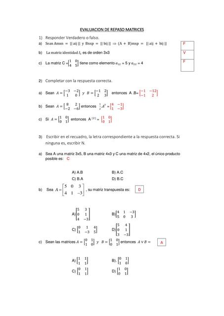 Evaluación de Matrices