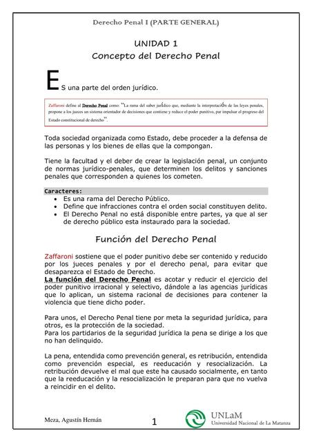 Derecho Penal I (Unidad 1)