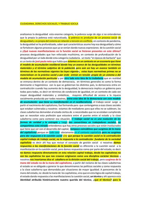 Ciudadanía, Derechos Sociales y Trabajo Social 