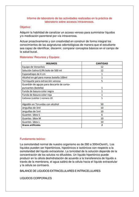 Informe Laboratorio Accesos Intravenosos