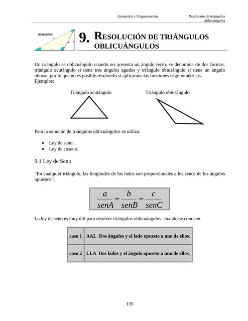 Ley Senos y Cosenos Ejercicios UAC