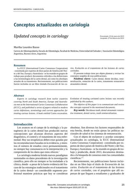 Conceptos Actualizados en Cariologia