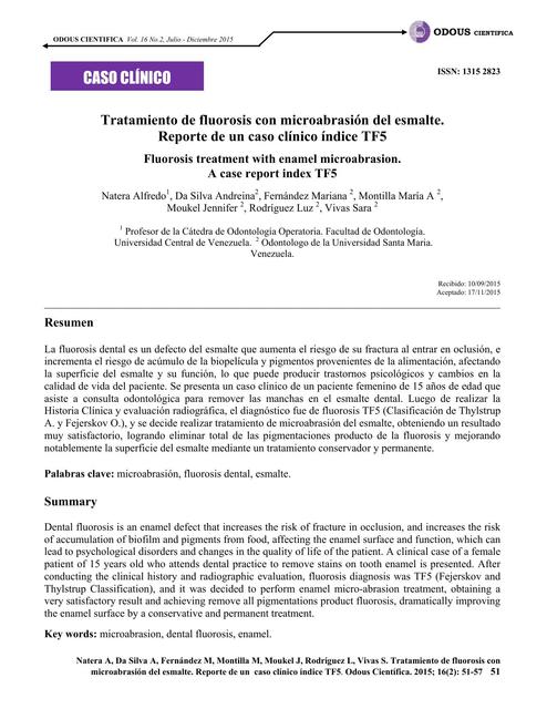 Tratamiento de Fluorosis con Microabrasión del Esmalte