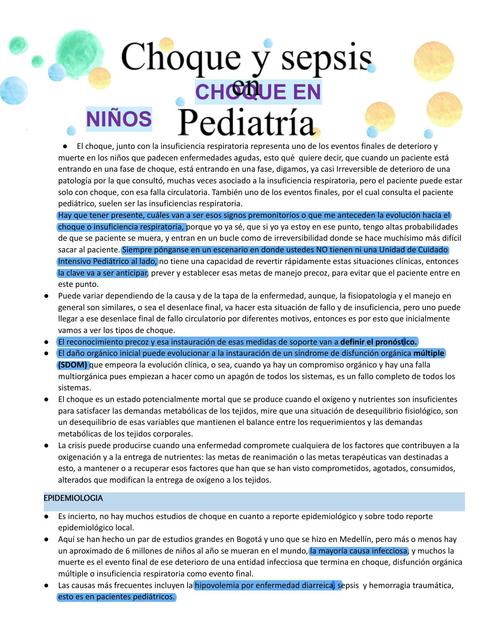 Choque y Sepsis en Pediatría 