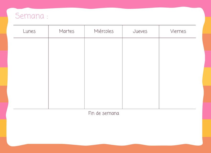 Calendario De Lunes A Viernes Con Horarios