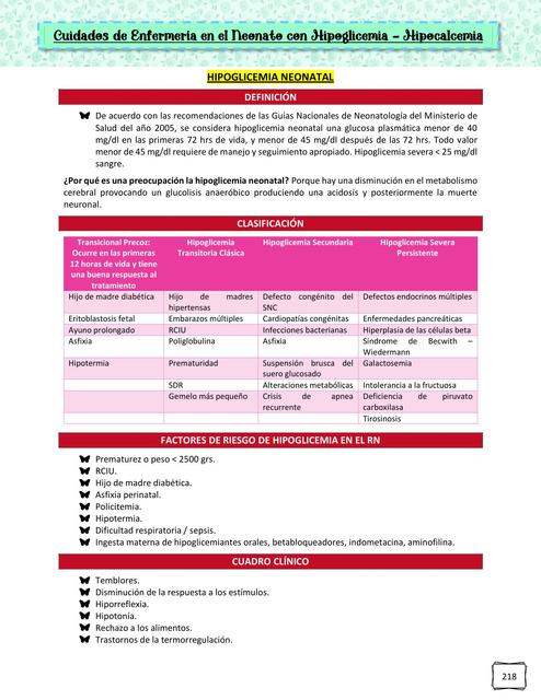 Hipoglicemia e hipocalcemia