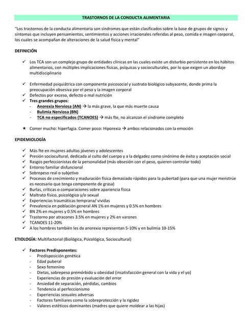 Trastornos de la Conducta Alimentaria 