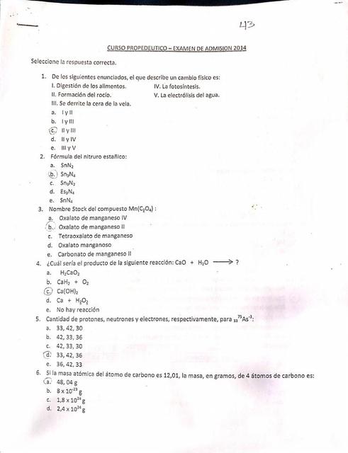 Examen de Admisión