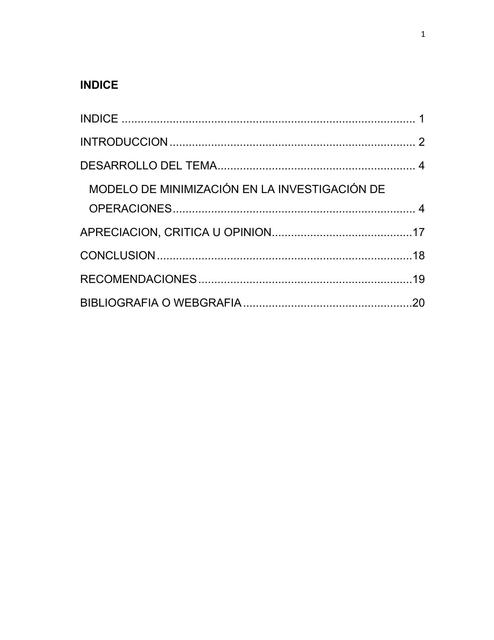 Modelo de Minimización en la Investigación de Operaciones 