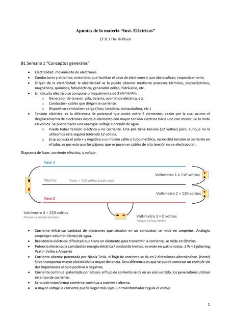 Apuntes de la Materia Instalaciones Eléctricas