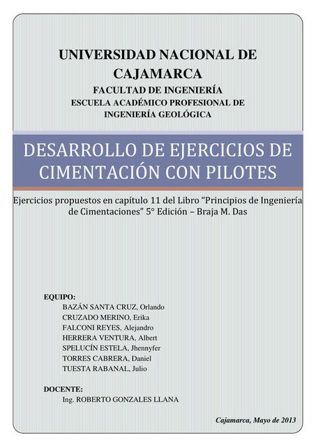 Desarrollo de ejercicios de pilotes