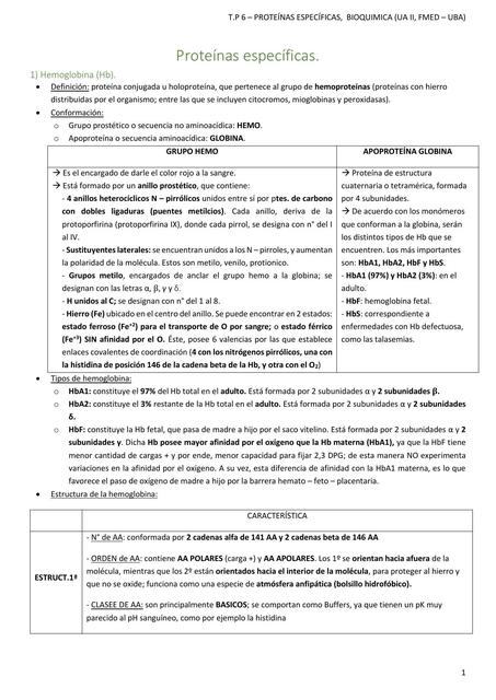 Generalidades Bioquímicas de Proteínas Específicas