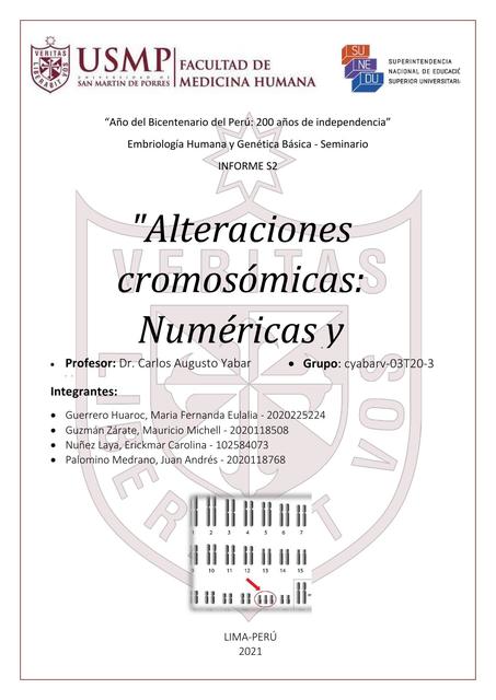 Alteraciones Cromosómicas Numéricas 